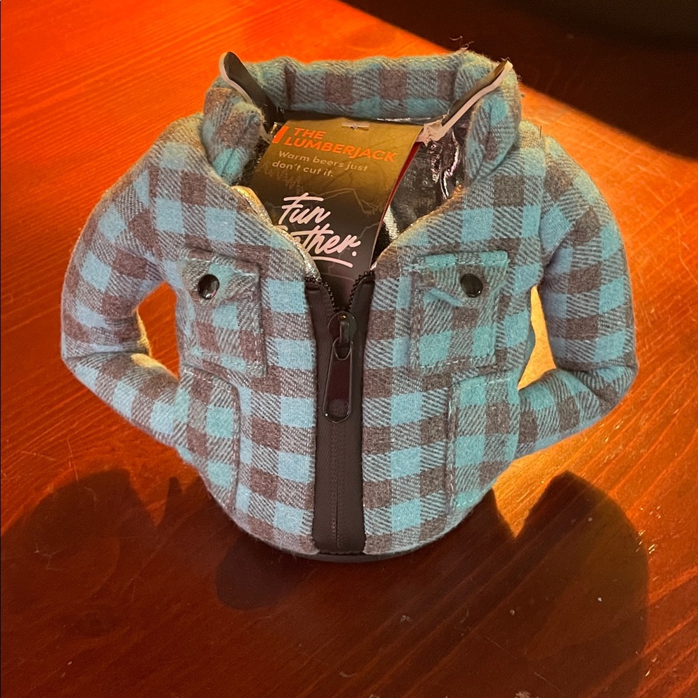 Puffin The Lumberjack Plaid Zip Insulated Can Cooler- crater blue